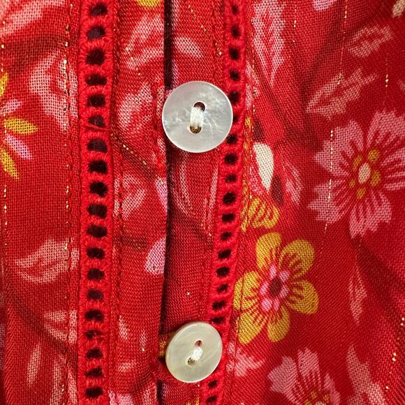 NWT Spell Dahlia Jumpsuit Wide Leg Red Floral Boho Festival Retro embroidered - Picture 10 of 16
